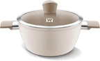 Aluminum Stock Pot with 7-Layered Ceramic Coating, Non-Stick Surface, Tempered Glass Lid, Dual Heat-Proof Handles, PFOA, PFAS, Lead, Cadmium Free, 3.63Liters /3.84Quarts
