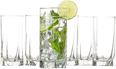 Vikko Drinking Glasses, 12 Oz Drinking Glasses Set of 6, Crystal Clear Glass Cups for Water or Juice, Highball Glass Tumbler & Water Glasses for Drinking…