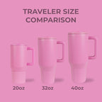 HydroJug Traveler - 32 oz Water Bottle with Handle & Flip Straw - Fits in Cup Holder, Leak Resistant Tumbler-Reusable Insulated Stainless Steel & Rubber Base - Gifts for Women & Men, Taffy