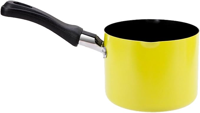 550ml/0.5 Quart Nonstick Sauce Pan, Baby Milk Heating Pot with Pour Spouts for Gas, Electric & Induction Stoves, Portable Small Cooking Pot for Melting Butter, Chocolate, Making Porridge (Yellow)