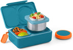 Omie OmieBox UP bento Box for Kids | Insulated Lunch Box | Leak Proof Vacuum Insulated Thermal Food jar | Cooler ice Pack | 2 Compartments (Teal Green)