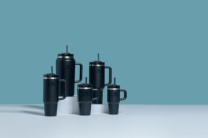 Stanley Quencher H2.0 Tumbler with Handle and Straw 20 oz | Flowstate 3-Position Lid | Cup Holder Compatible for Travel | Insulated Stainless Steel Cup | BPA-Free | Black 2.0