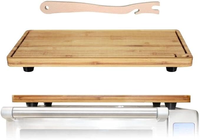 Bamboo Wood Cutting Board Compatible with Breville BOV800XL 860BSS 845BSS, Protects Smart Toaster Oven, With Heat Resistant Silicone Feet and Oven Rack Push Accessories, Creates Storage Space