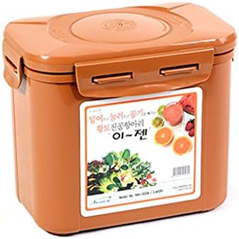 e-jen Premium Kimchi, Sauerkraut Container Probiotic Fermentation with Inner Vacuum Lid (Earthenware Brown, 0.9 gal/ 3.4L)