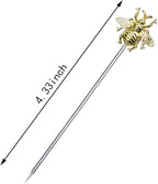 8 PCS bees cocktail Reusable picks，Stainless Steel Cocktail Picks for Appetizers Olives Brandied Cherries Skewers