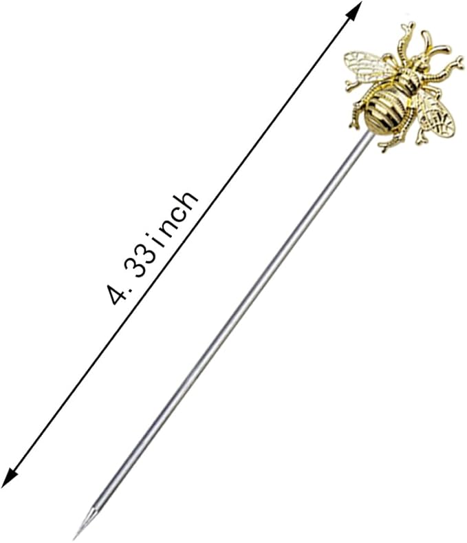 8 PCS bees cocktail Reusable picks，Stainless Steel Cocktail Picks for Appetizers Olives Brandied Cherries Skewers