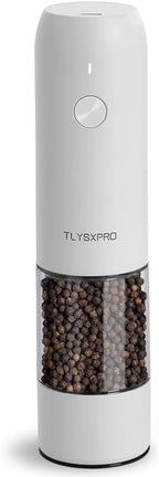 Electric Pepper Grinder, USB Rechargeable, Automatic Pepper Shaker, Adjustable Coarseness, Electric Pepper Mill, LED Light, Refillable, Kitchen Gadget (1-Pack, White)