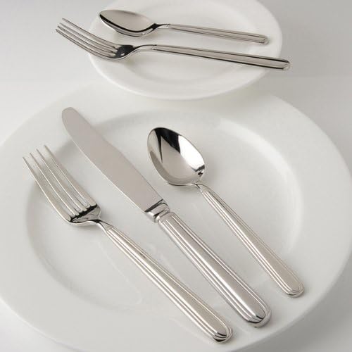 Fortessa Metropolitan 18/10 Stainless Steel Flatware Dessert/Oval Soup Spoon, Set of 12