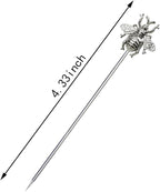 8 PCS bees cocktail Reusable picks，Stainless Steel Cocktail Picks for Appetizers Olives Brandied Cherries Skewers