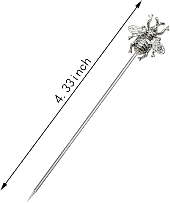 8 PCS bees cocktail Reusable picks，Stainless Steel Cocktail Picks for Appetizers Olives Brandied Cherries Skewers