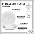 Vikko Dinner Plate, Set of 6 White Plates, Ceramic Dinner Plates Set, Stackable 12 Inch Extra Large Dinner Plates for Every Day and Special Occasion, Restaurant Style, Dishwasher Safe, Microwave Safe
