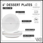 Vikko Dinner Plate, Set of 4 White Plates, Ceramic Dinner Plates Set, Stackable 12 Inch Extra Large Dinner Plates for Every Day and Special Occasion, Restaurant Style, Dishwasher Safe, Microwave Safe
