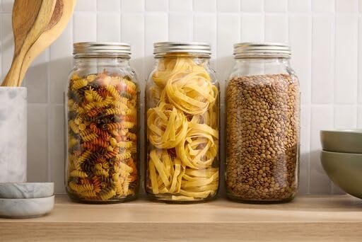 Ball Wide Mouth Glass Mason Jars with Lids and Bands, Used for Canning, Pickling, Juice, Jam, Jelly, Half Gallon Size 64 Ounce (Pack of 2)