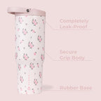 HydroJug Sport - Stainless Steel Tumbler with Straw, Vacuum Insulated, 32oz Leakproof Water Bottle, Ergonomic Design, Reusable, Dishwasher Safe, Rubber Base, Durable for Gym or Outdoors, Wildrose