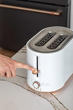 Café Express Finish 2-Slice Toaster | Extra-Wide Slots, Extra Lift for Waffles, Pastries, Texas Toast & More | 4 Pre-Set Functions, 8 Shade Options | Countertop Kitchen Essentials | Matte White