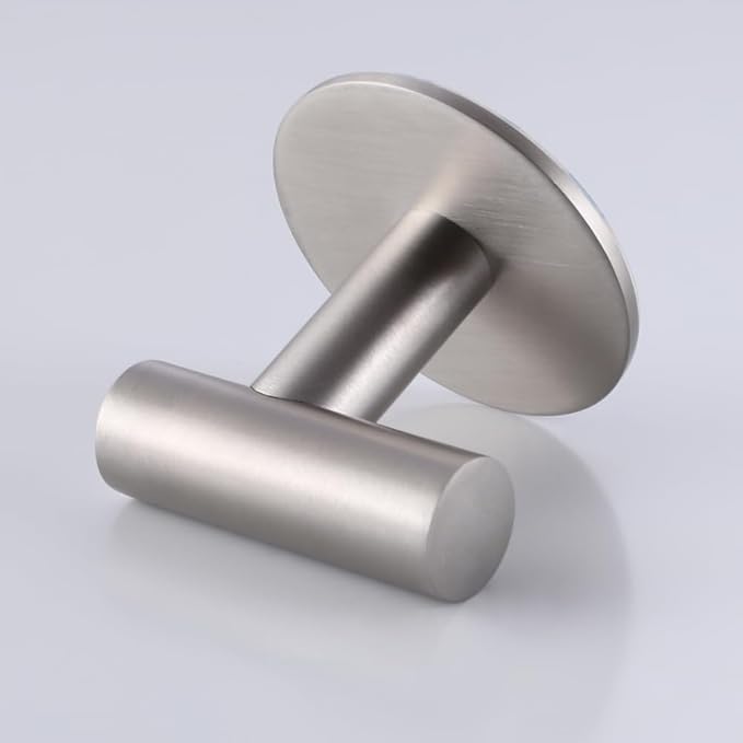 Self Adhesive Hooks 304 Stainless Steel Heavy Duty Hangers Without Nails for Bathrooms Kitchen Livingroom Garage Hotel Towel Hook-2 Pack (Silver)