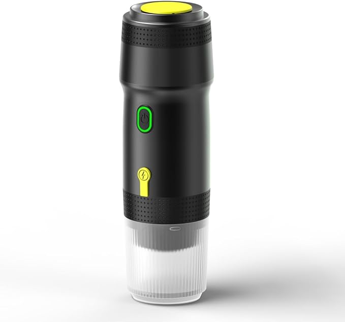 Portable Espresso Maker – 20 Bar Pressure Mini Coffee Machine, Battery Operated, Compatible with Ground Coffee and Select Pods, Includes Car Charger, for Hot & Iced Coffee (Black)