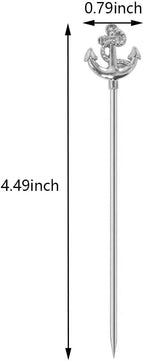 RRRuo Anchor Cocktail Picks Reusable Stainless Steel Cocktail for Appetizer Olives Sandwiches Cherries Garnish Forks Fruit Skewers Toothpicks 8 pieces (Silver)