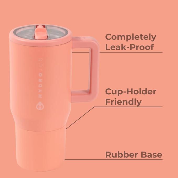 HydroJug Kids - 20 oz Insulated Kids Water Bottle with Flip Straw & Handle | Leak-Proof & Durable | Perfect for School, Sports, Lunch, Travel & Camp, Summer Peach