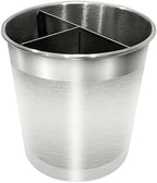 Cooler Kitchen Rotating Extra Large Stainless Steel Utensil Holder Caddy with Sturdy No-Tip Weighted Base, Removable Divider, and Gripped Insert Bottom -Dishwasher Safe Metal Cooking Utensil Holder…