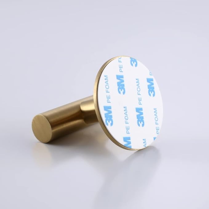 Adhesive Hooks 304 Stainless Steel Robe Hook Holder Heavy Coat Hook for Bathroom Kitchen Livingroom Garage Hotel Brushed Finish 2pcs (Brushed Gold)