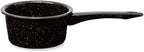 4 Quart Granite Saucepan, Naturally Nonstick Sauce Pots, Speckled Enamel Ware Cookware, Small Sauce Pan for Cooking and Boiling - Granite Cooking Pot for Stovetop, Campfire, Outdoor Stove