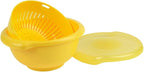 Hutzler 3-in-1 Berry Bowl Keeper, Colander & Container, Keeps Berries Fresh Longer, 1 Quart Capacity (Yellow)