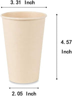 100 Count 12 oz Plant Fiber Disposable Light Brown Paper Coffee Cups, Perfect for Hot Drink, Hot Coffee, Hot Cocoa, Hot Tea, 12oz Water cups
