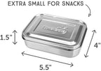 LunchBots Small Protein Packer Bento Box - Extra Small Divided Stainless Steel Snack Container - 4 Sections for 1-2oz of Nuts, Meat, Cheese, Finger Foods - Dishwasher Safe - Stainless Lid