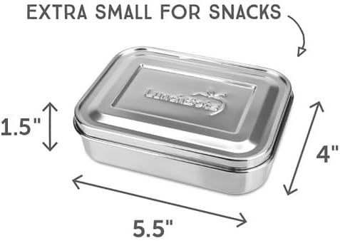 LunchBots Small Protein Packer Bento Box - Extra Small Divided Stainless Steel Snack Container - 4 Sections for 1-2oz of Nuts, Meat, Cheese, Finger Foods - Dishwasher Safe - Stainless Lid