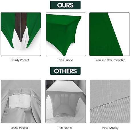 Utopia Kitchen 6FT Spandex Tablecloth [1 Pack, Emerald Green] 200 GSM Stretch, Fitted, Washable and Wrinkle Resistant Table Cloth Rectangle Cover for Trade Shows, Wedding, Parties [72Lx30Wx30H Inch]