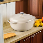 Lodge 6 Quart Enameled Cast Iron Dutch Oven with Lid – Dual Handles – Oven Safe up to 500° F or on Stovetop - Use to Marinate, Cook, Bake, Refrigerate and Serve – Sandalwood