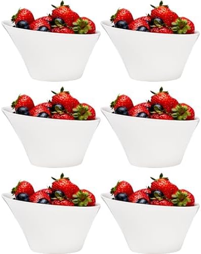 Vikko White Soup Bowls, Set of 6 Ceramic White Bowls, 10 Ounce, Elegant Shape Versatile Salad, Soup Bowl or Dessert Bowl, Dishwasher Safe