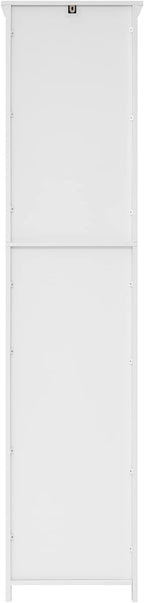 WEENFON Tall Bathroom Cabinet, Storage Cabinet with 6 Shelves & Drawer, Bathroom Storage Cabinet with Adjustable Shelves, Tall Cabinet for Living Room, Home Office, White