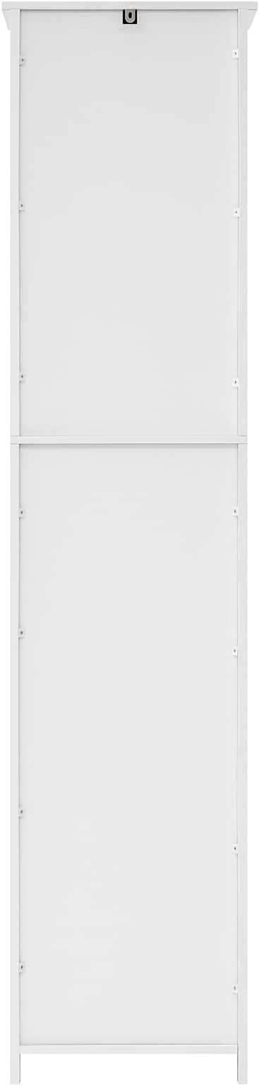 WEENFON Tall Bathroom Cabinet, Storage Cabinet with 6 Shelves & Drawer, Bathroom Storage Cabinet with Adjustable Shelves, Tall Cabinet for Living Room, Home Office, White