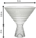 LEMONSODA Hobnail Pink/Clear Martini Glasses Vintage Cocktail Glasses (9oz) for Martini, Cocktail, Margarita, Cosmopolitan, Manhattan (Clear, Set of 6)