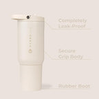 HydroJug Sport - Stainless Steel Tumbler with Straw, Vacuum Insulated, 20oz Leakproof Water Bottle, Ergonomic Design, Reusable, Dishwasher Safe, Rubber Base, Durable for Gym or Outdoors, Cream