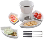 Fondue Pot Set,Ceramic Butter Warmer Set with 4 Forks and 4 Dishes,Cheese Fondue Pot,Fondue Pot Melting Pot Set,Melt Hot Pot Bowl Set For Cheese Chocolate Butter Caramel