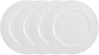 Mikasa Trellis Bone China 16-Piece Dinnerware Set, Service for 4, White Lightweight Porcelain with Textured Design, Chip-Resistant and Dishwasher Safe