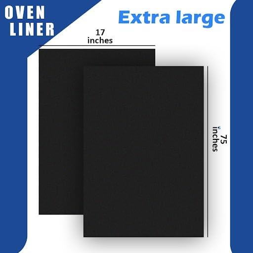 VLA Oven Liners for Bottom of Oven,Big Size 16""x75"" 2 Pack Large Thick Heavy Duty 100% Non-stick Reusable Teflon Oven Mat, Baking Mat for Electric, Gas,, 1_roll_Oven_Liner_Black_75in