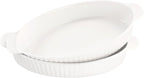 10 x 7 Inch Oval Au Gratin Baking Dishes, Set of 2, Porcelain Baking pan Oven Safe, Roasting Lasagna Pans, for Casserole Dish, Pie Plate, Baking, scalloped potatoes, shepherds pie