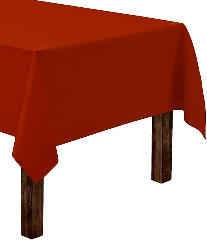 Gee Di Moda Rectangle Tablecloth - 60 x 84 Inch Burnt Orange Table Cloth for 5 Foot Rectangle Table - Heavy Duty Washable Fabric - for 5 Ft Buffet Table, Holiday Party, Dinner, Wedding & Baby Shower