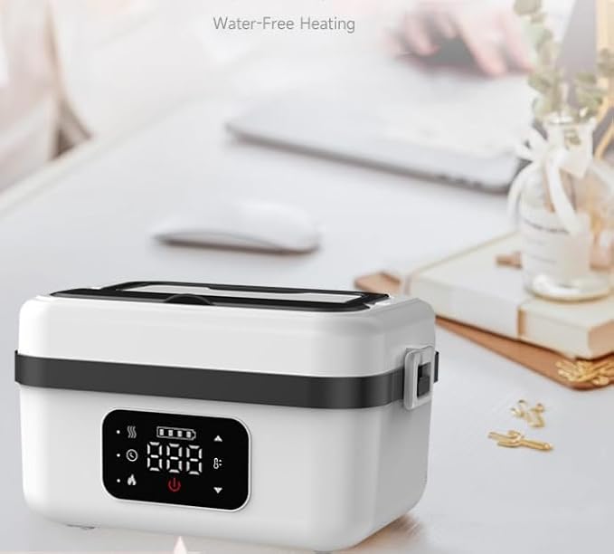 lunch box for Adults, Rechargeable Self-Heating lunch box，lunch warmer portable for work，battery powered heater for camping，1L crockpot lunch warmer，Meal Prep Friendly，bento box set