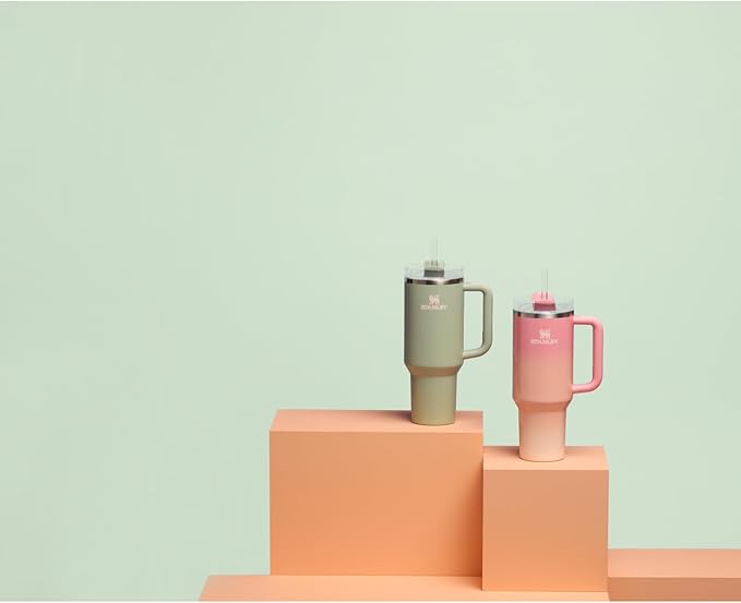 STANLEY Quencher H2.0 Tumbler with Handle and Straw 40 oz | Flowstate 3-Position Lid | Cup Holder Compatible for Travel | Insulated Stainless Steel Cup | BPA-Free | Lichen