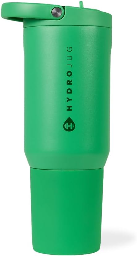 HydroJug Sport - Stainless Steel Tumbler with Straw, Vacuum Insulated, 20oz Leakproof Water Bottle, Ergonomic Design, Reusable, Dishwasher Safe, Rubber Base, Durable for Gym or Outdoors, Clover
