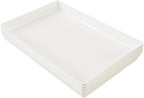 US Acrylic White Plastic Serving Trays (Set of 4) 15” x 10” | Large Unbreakable Reusable Rectangular Party Platters | Serve Appetizers, Fruit, Veggies, & Desserts | BPA-Free & Made in USA