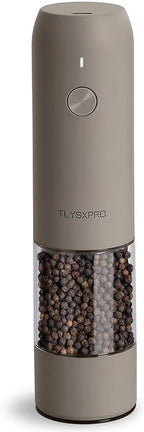 Electric Pepper Grinder, USB Rechargeable, Automatic Pepper Shaker, Adjustable Coarseness, Electric Pepper Mill, LED Light, Refillable, Kitchen Gadget (1-Pack, Greige)