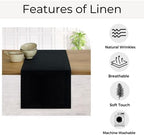 D'Moksha Homes Linen Black Table Runner 48 Inches - 100% Pure Linen Small Table Runner 14 x 48 Inch for Coffee Tables, Dresser, Summer, Fall and Halloween - Machine Washable