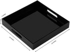 Glossy Black Acrylic Serving Tray - 14x14Inch, Multipurpose, Sturdy, Modern Style, Spill Proof, Countertop Organizer, Vanity Table Tray