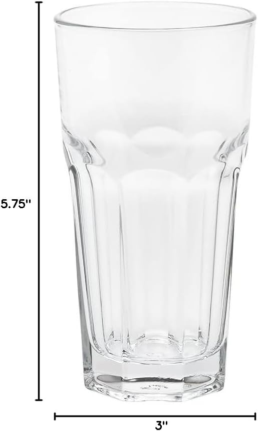 Restaurantware Otto 10 Ounce Beverage Glasses Set of 12 Paneled Drinking Glasses - Heavy Base Dishwasher-Safe Clear Glass Glassware Set Chip-Resistant For All Types Of Drinks